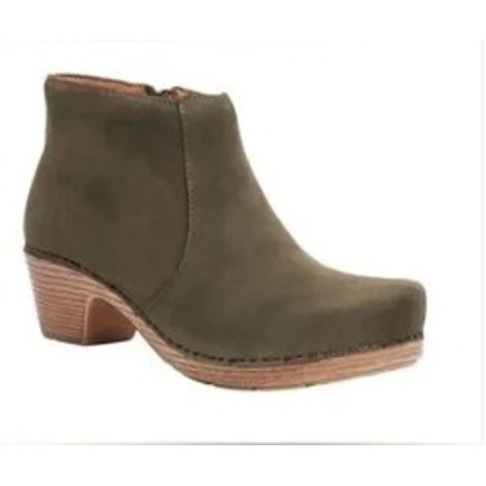 Dansko Maria Olive Green Leather Clog Ankle Boots Womens 36 9302287000